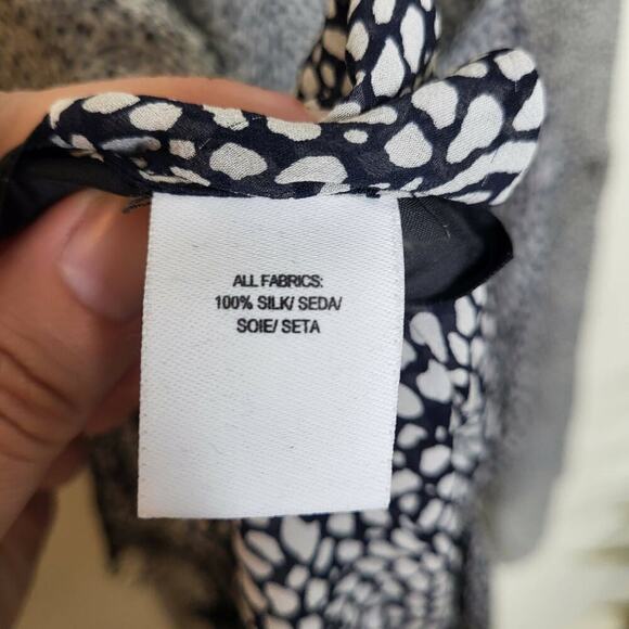 Derek Lam 10 Crosby Long Sleeve Cold-Shoulder Halter-Tie Printer Blouse - Picture 11 of 12
